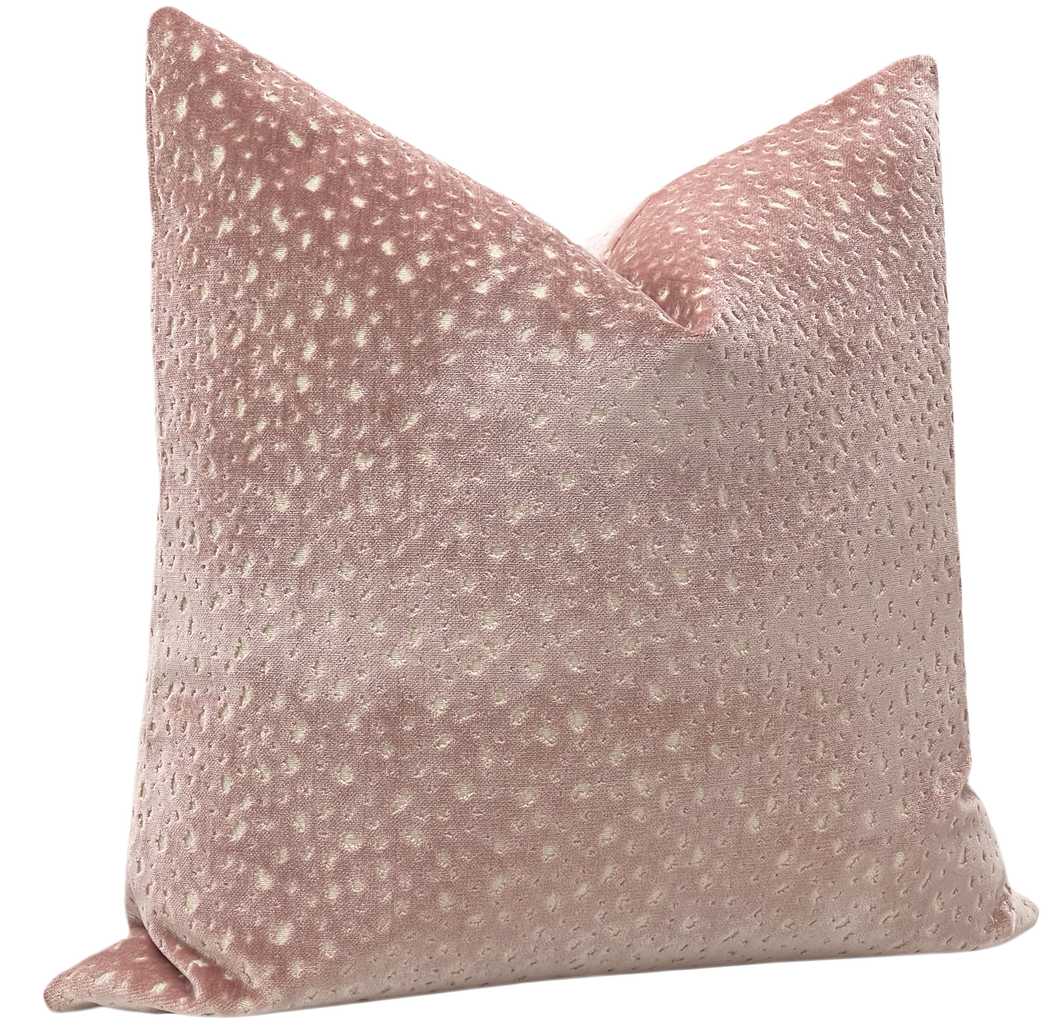Antelope Cut Velvet Pillow Cover, Pink Peony, 18" x 18" - Image 1
