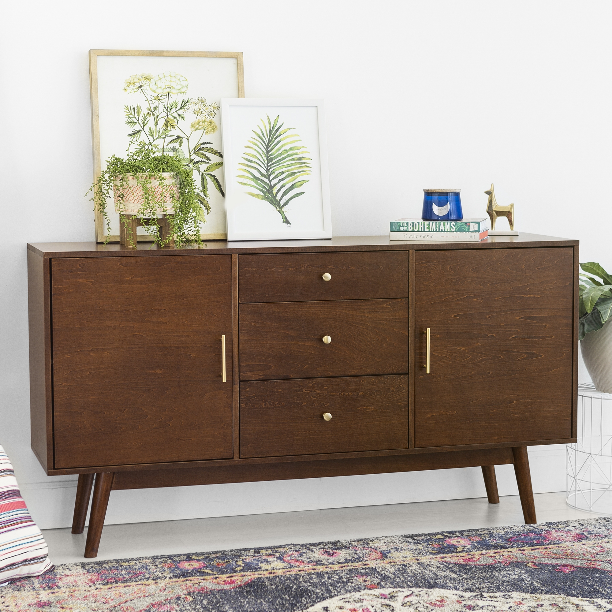 60" Mid Century Modern Wood TV Stand - Walnut - Image 4
