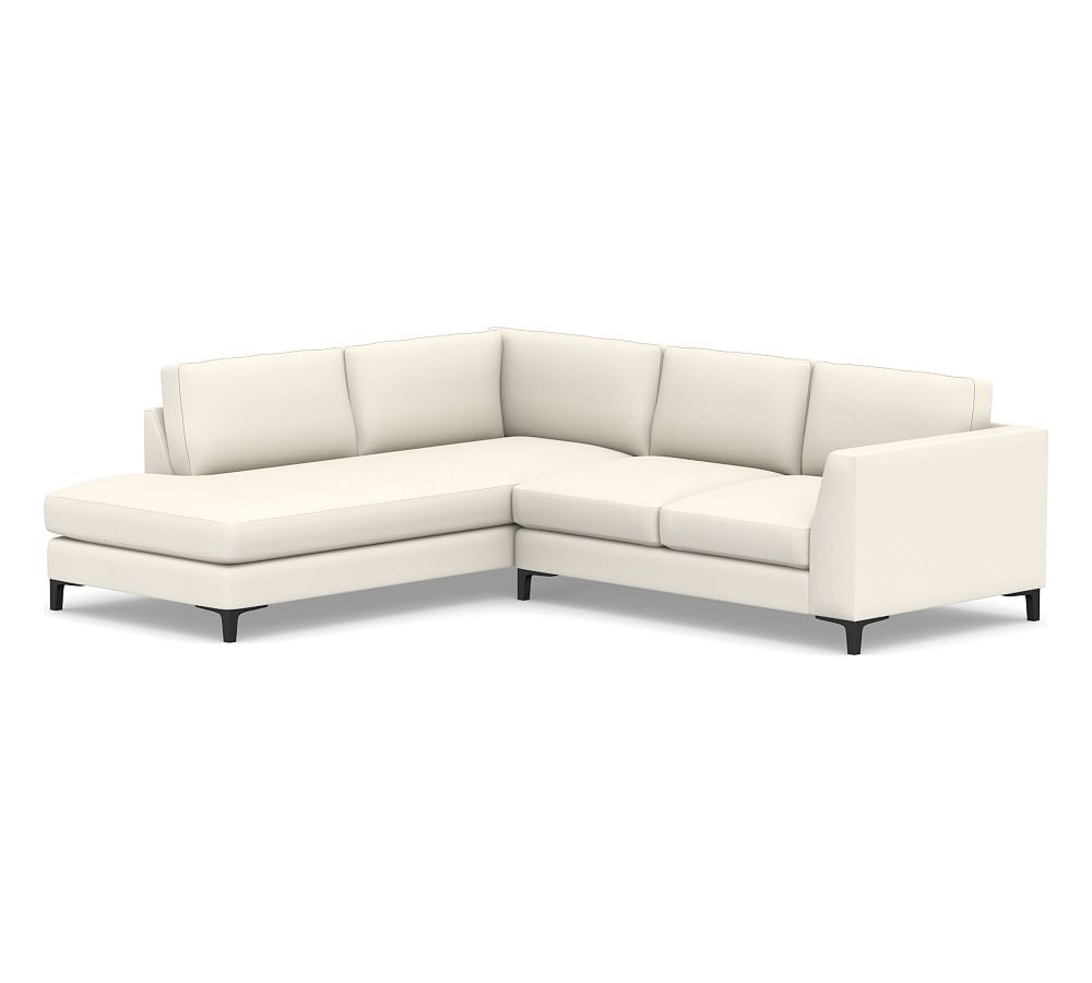 Ansel Upholstered Right Sofa Return Bumper Sectional, Polyester Wrapped Cushions, Performance Twill Warm White - Image 0