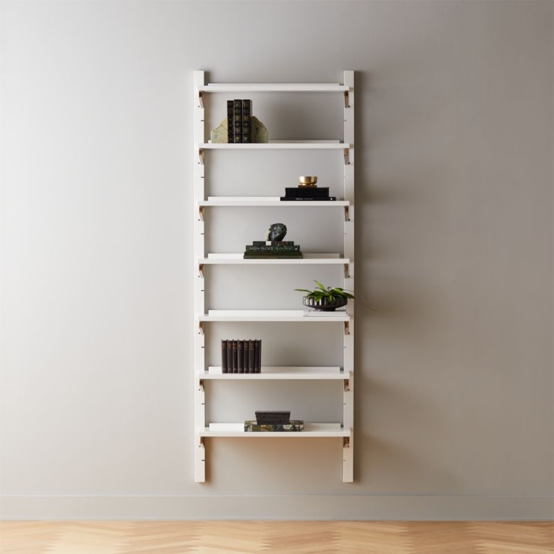 White High-Gloss Single Modular Wall Shelf 88" - Image 1