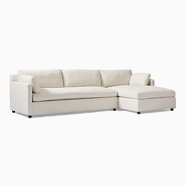 Marin 114" Left 2-Piece Chaise Sectional, Standard Depth, Twill, Alabaster - Image 1
