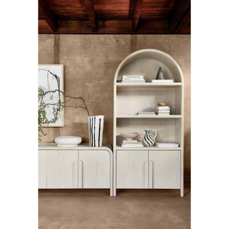 Annie Whitewashed Wood Storage Bookcase with Shelves by Leanne Ford - Image 2