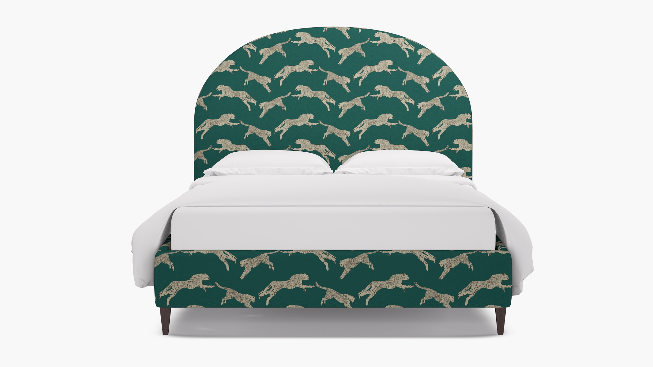 Demilune Bed, Polo Green Cheetah, Espresso Square Tapered Leg, King - Image 0