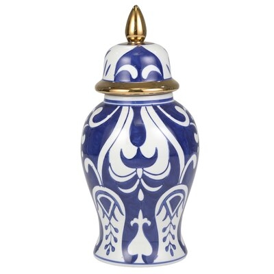 Areyana Blue 14.5'' Ceramic Ginger Jar - Image 0