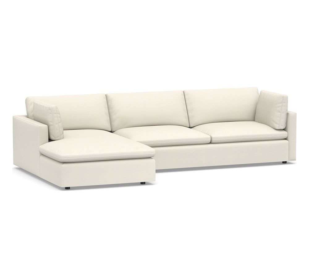 Bolinas Upholstered Right Arm Sofa with Chaise Sectional, Down Blend Wrapped Cushions, Textured Twill Ivory - Image 0