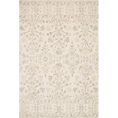 Fleshman Floral Hand Hooked Wool Ivory Area Rug - Image 0