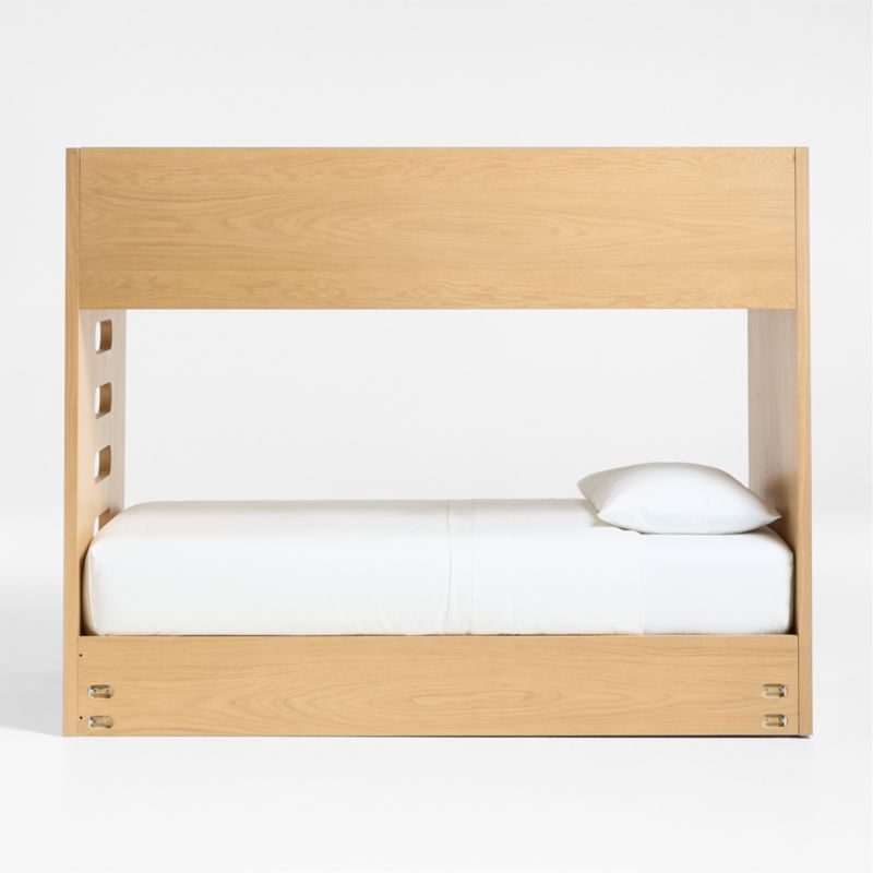 Bridgeman Natural Oak Wood Kids Twin Bunk Bed with Storage Trundle - Image 5