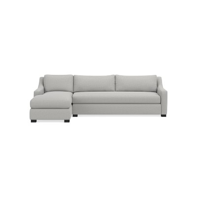 Ghent Slope Arm Left 2-Piece L-Shape Sofa with Chaise, Standard Cushion, Perennials Performance Chenille Weave, Gray, Ebony Leg - Image 0