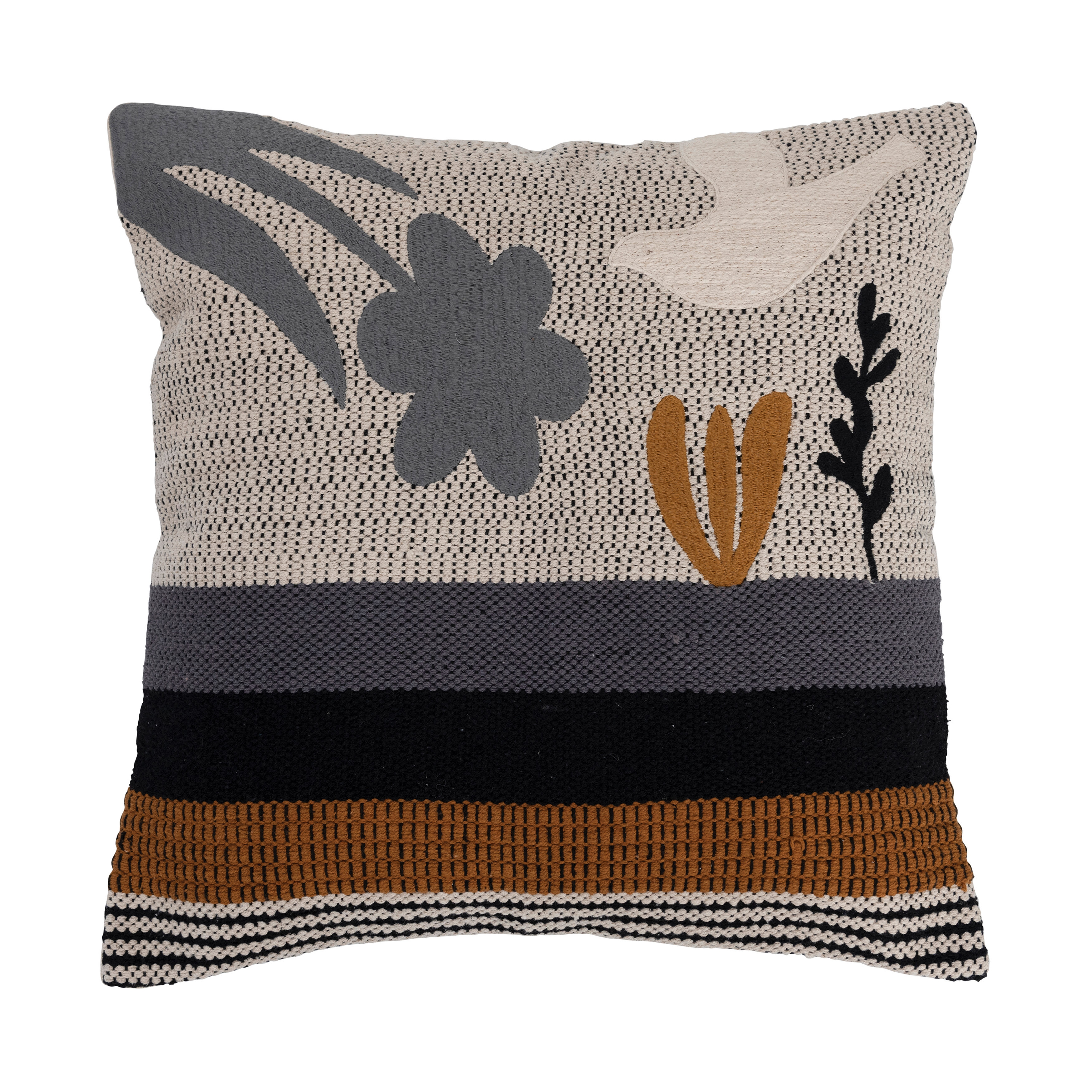 Cotton Pillow with Bird and Florals, Cover Only - Image 0