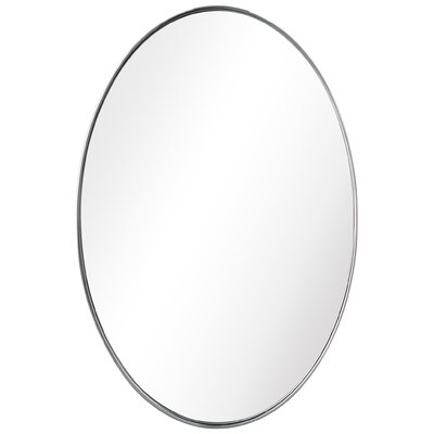 36 In. X 24 In. Ultra Oval Polished Silver Stainless Steel Framed Wall Mirror - Image 0