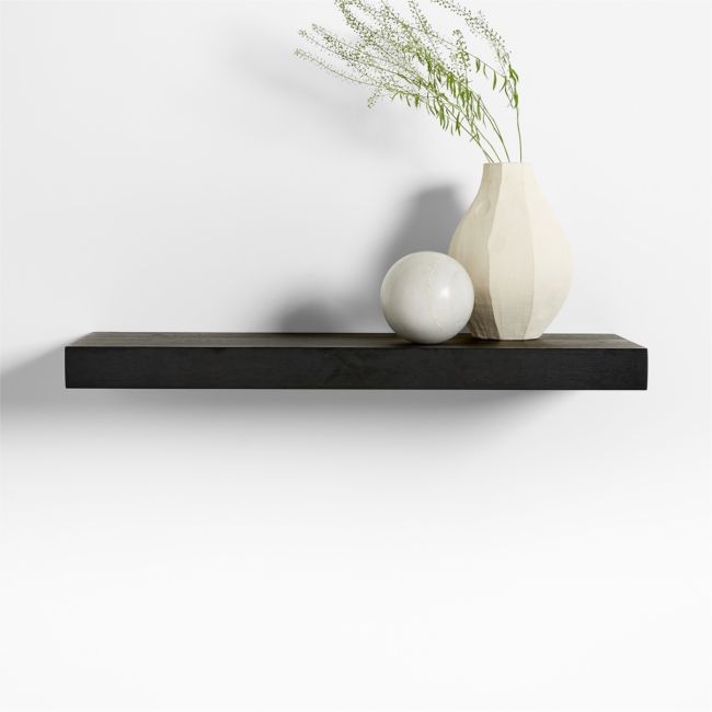Black Elm Wood Floating Shelf 36" - Image 0