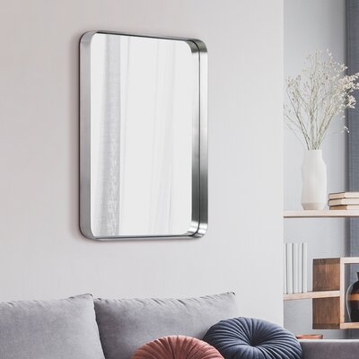 30 In. X 22 In. Ultra Rectangle Brushed Silver Stainless Steel Framed Wall Mirror - Image 0