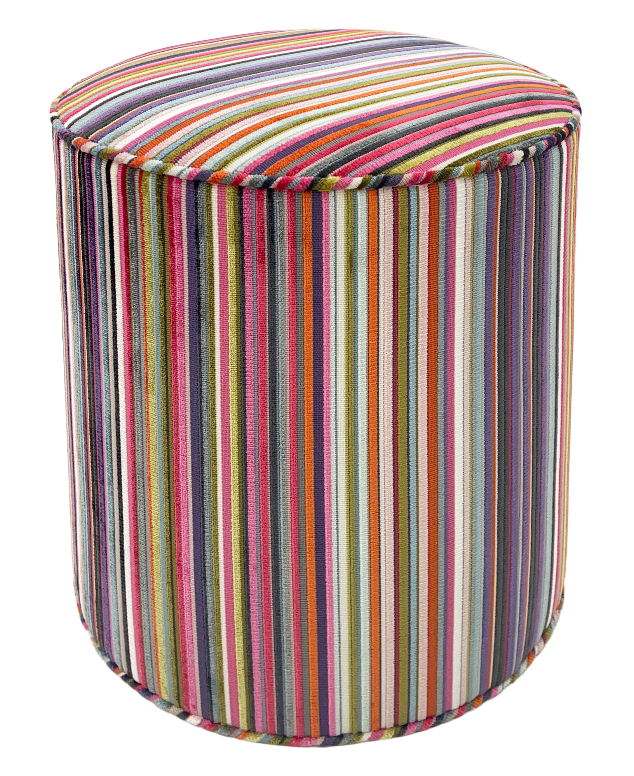 THE TIGHT ROUND OTTOMAN :: SOHO CUT VELVET  // MULTI - 4" X 4" Sample - Image 0
