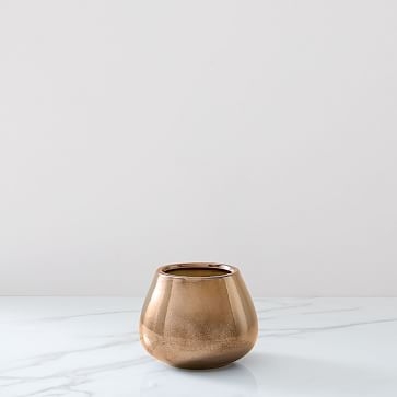 Eva Ceramic Planter, Extra Small, Burnt Gold - Image 0