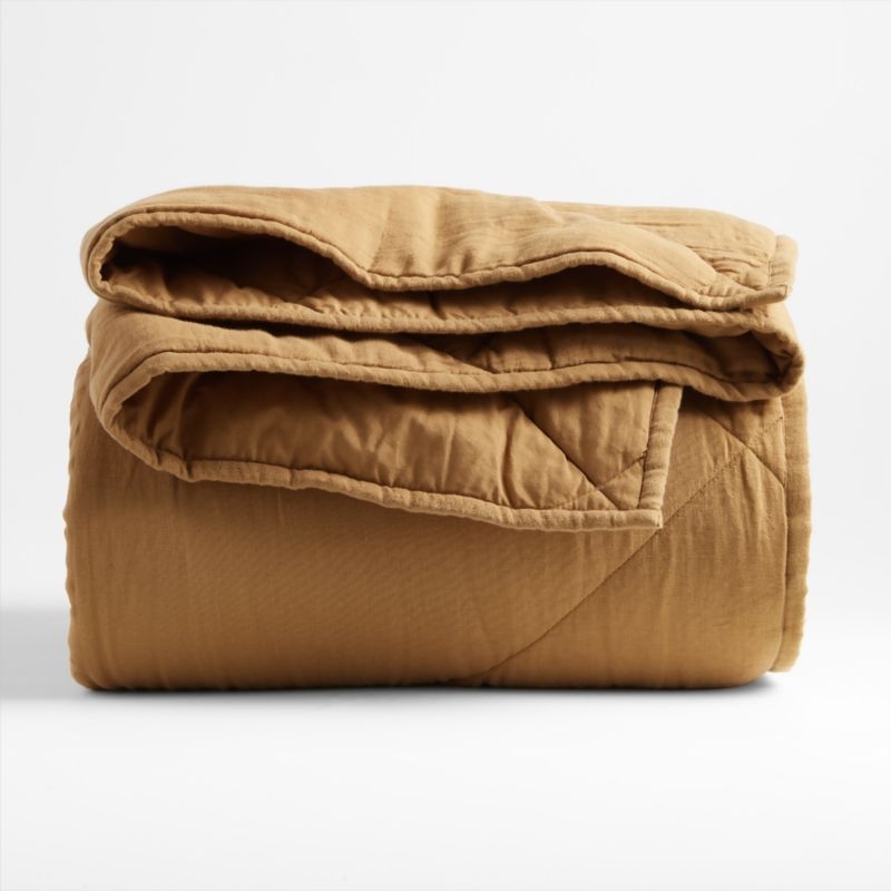 Supersoft Brulee Brown Organic Cotton Gauze Kids Twin Quilt - Image 3