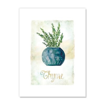 'Potted Thyme Cooking Herbs' - Unframed Painting Print on Paper - Image 0