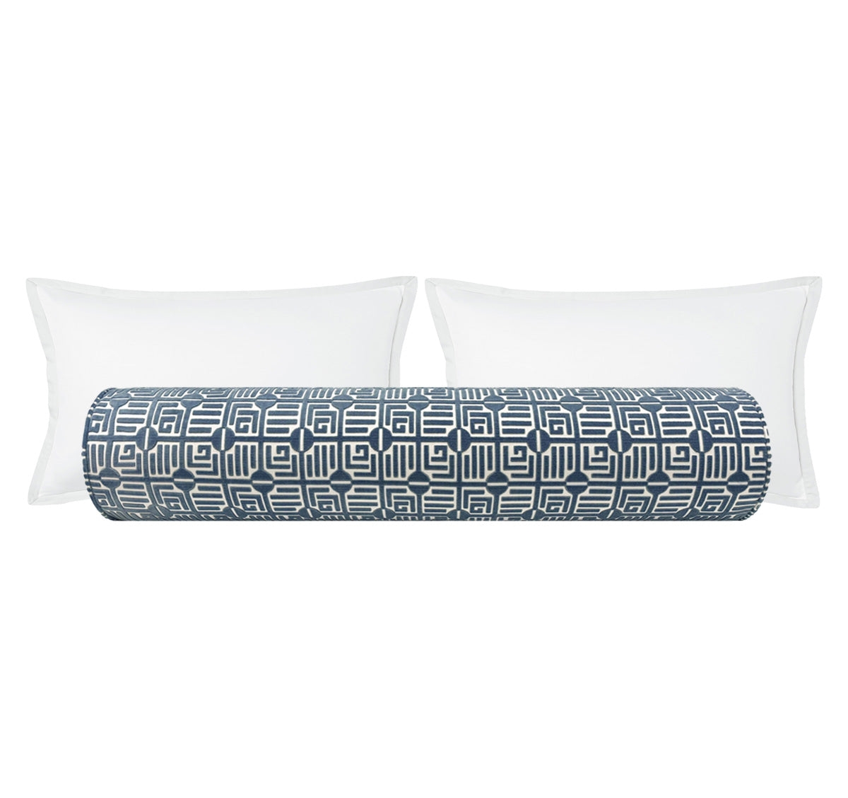 THE BOLSTER :: LABYRINTH VELVET // NAVY | THIBAUT - TWIN // 9" X 24" - Image 0