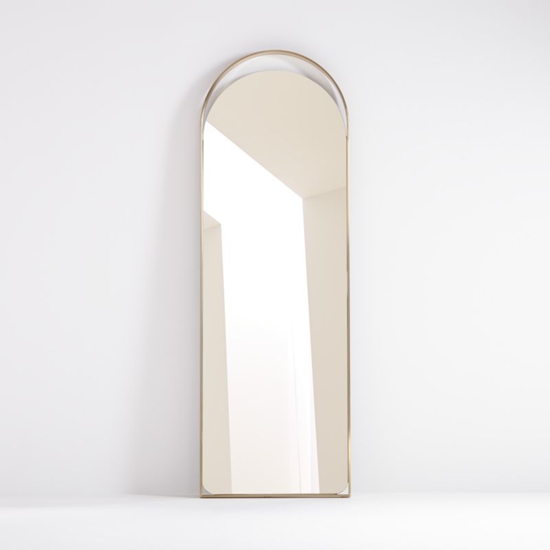 Aosta Brass Arch Cutout Floor Mirror - Image 1