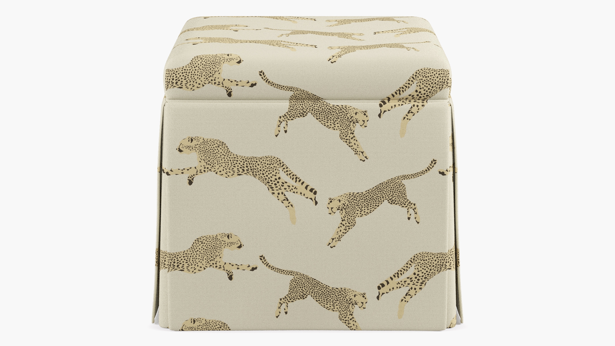Skirted Storage Ottoman, Desert Cheetah - Image 0