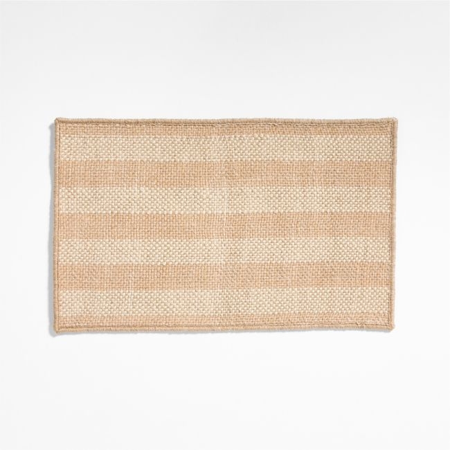 Stripe Performance Ivory and Natural Indoor/Outdoor Doormat 18"x30" - Image 0