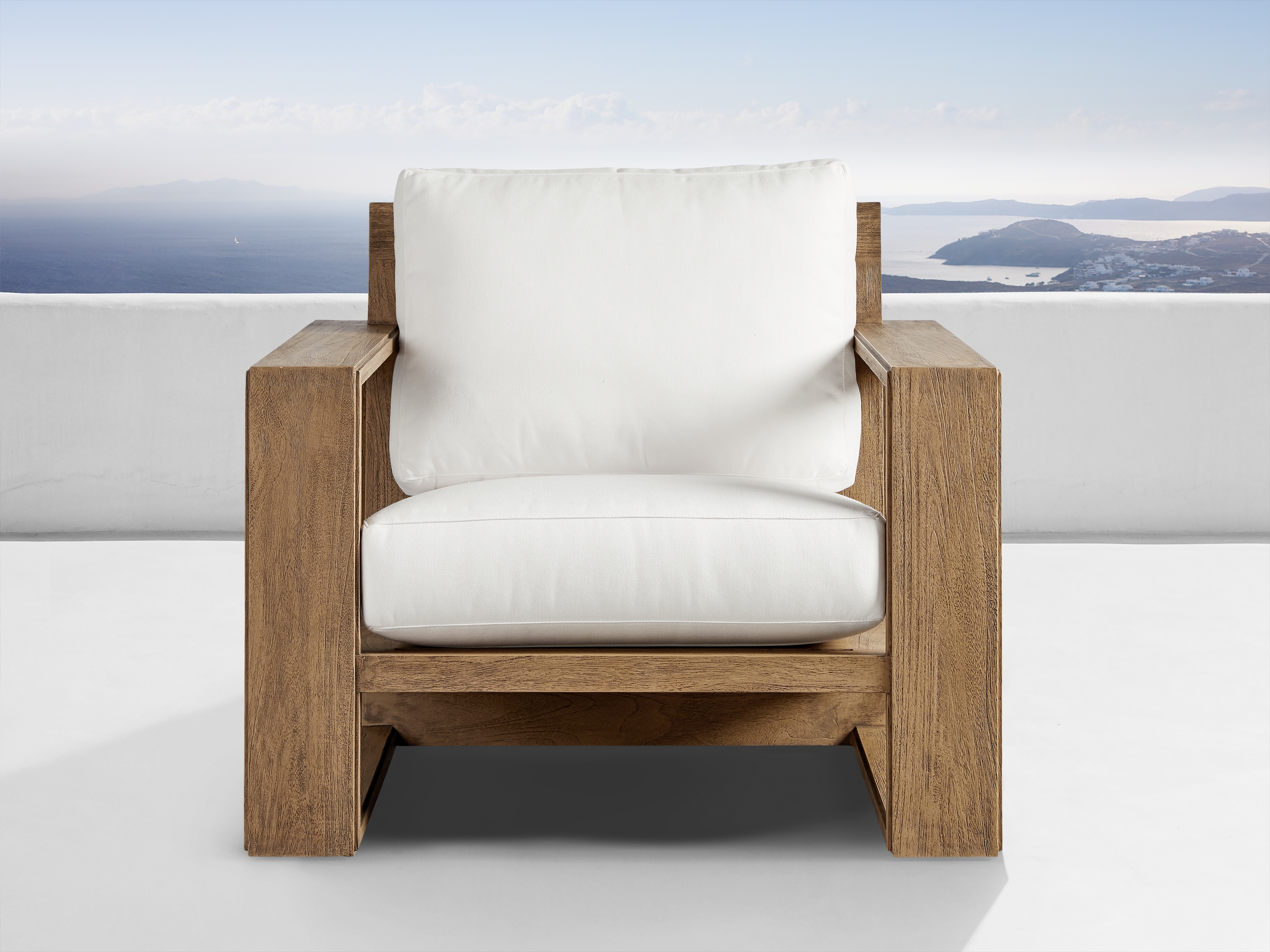Canyon Outdoor Lounge Chair Teak in Natural  Eden Snow/Weathered Fawn - Image 0