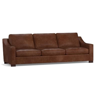 Turner Slope Arm Leather Sofa 3-Seater 85.5", Down Blend Wrapped Cushions, Legacy Chocolate - Image 4