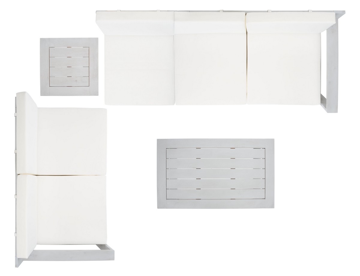 Catryn 4 Pc Outdoor Living Set - Grey/Beige - Safavieh - Image 4