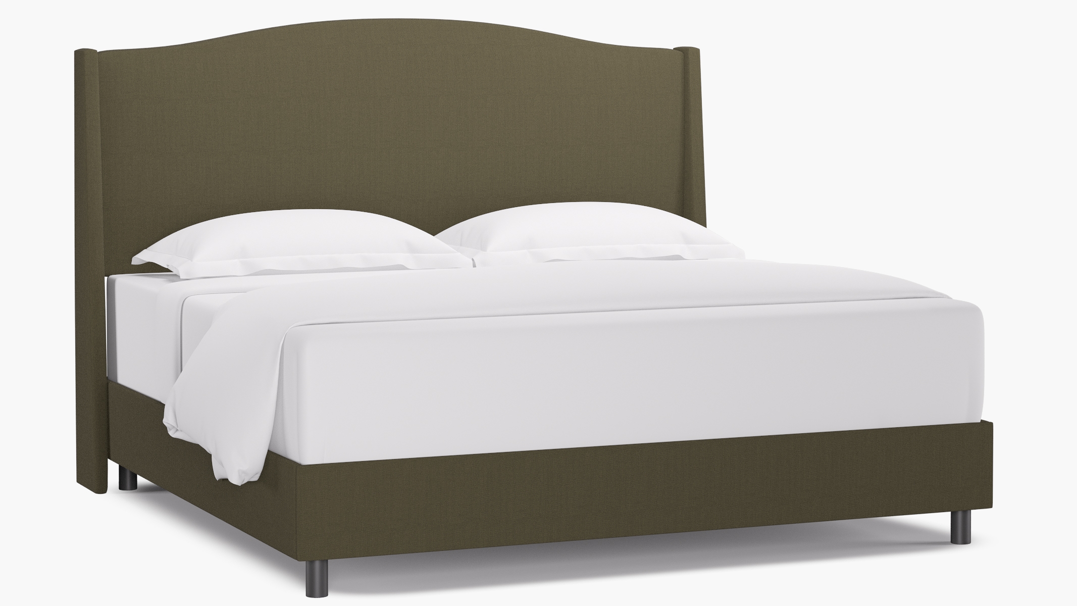 Classic Wingback Bed, Olive Everyday Linen, King - Image 0