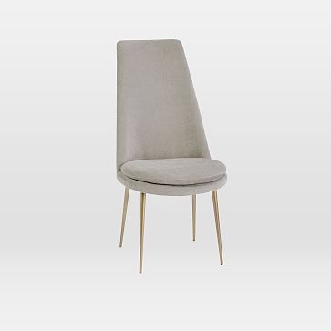 Finley High Back Upholstered Dining Chair, Distressed Velvet, Mineral Gray, Chrome - Image 1