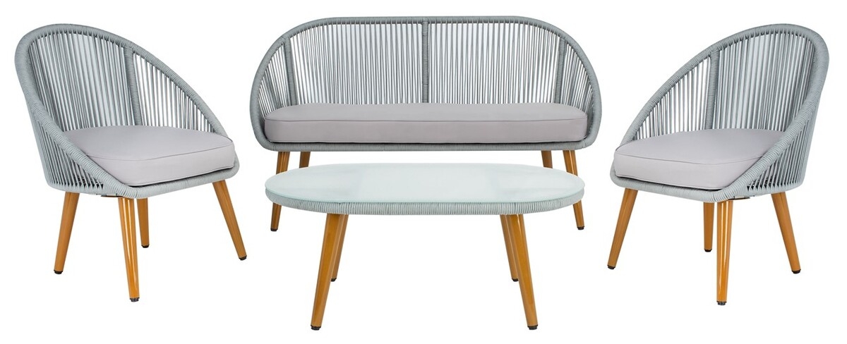 Halcott 4Pc Living Set - Grey / Grey - Safavieh - Image 0