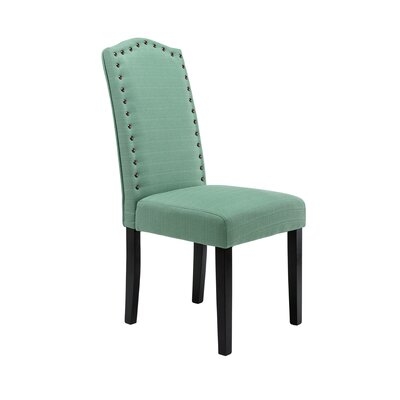 Fabric Armless Dining Chair For Dining Room With Black Solid Wood Legs(Set Of 2) Green - Image 0