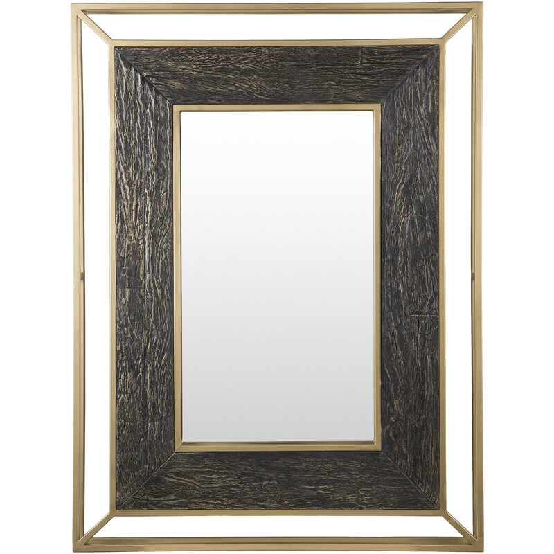 Allure Modern Black, Gold Mirror Size: 48" x 36", Finish: Black/Gold - Image 0