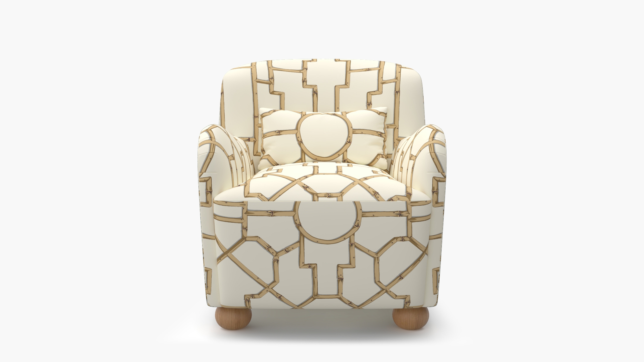 Club Chair, Tan Baldwin Bamboo, Natural Bun Foot - Image 0