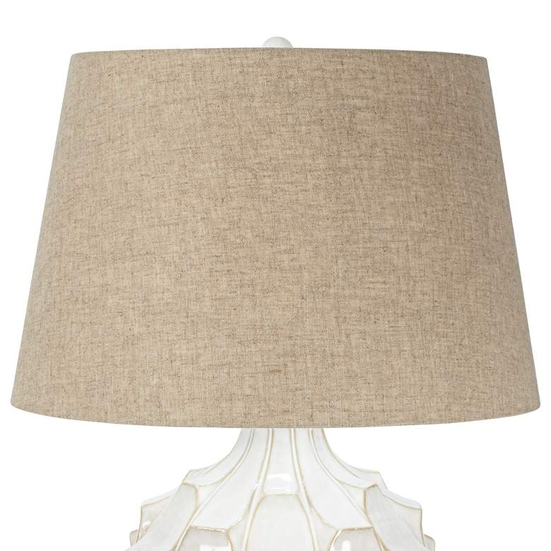 Cosgrove Round Ceramic Modern Table Lamp With Dimmer, White - Image 2