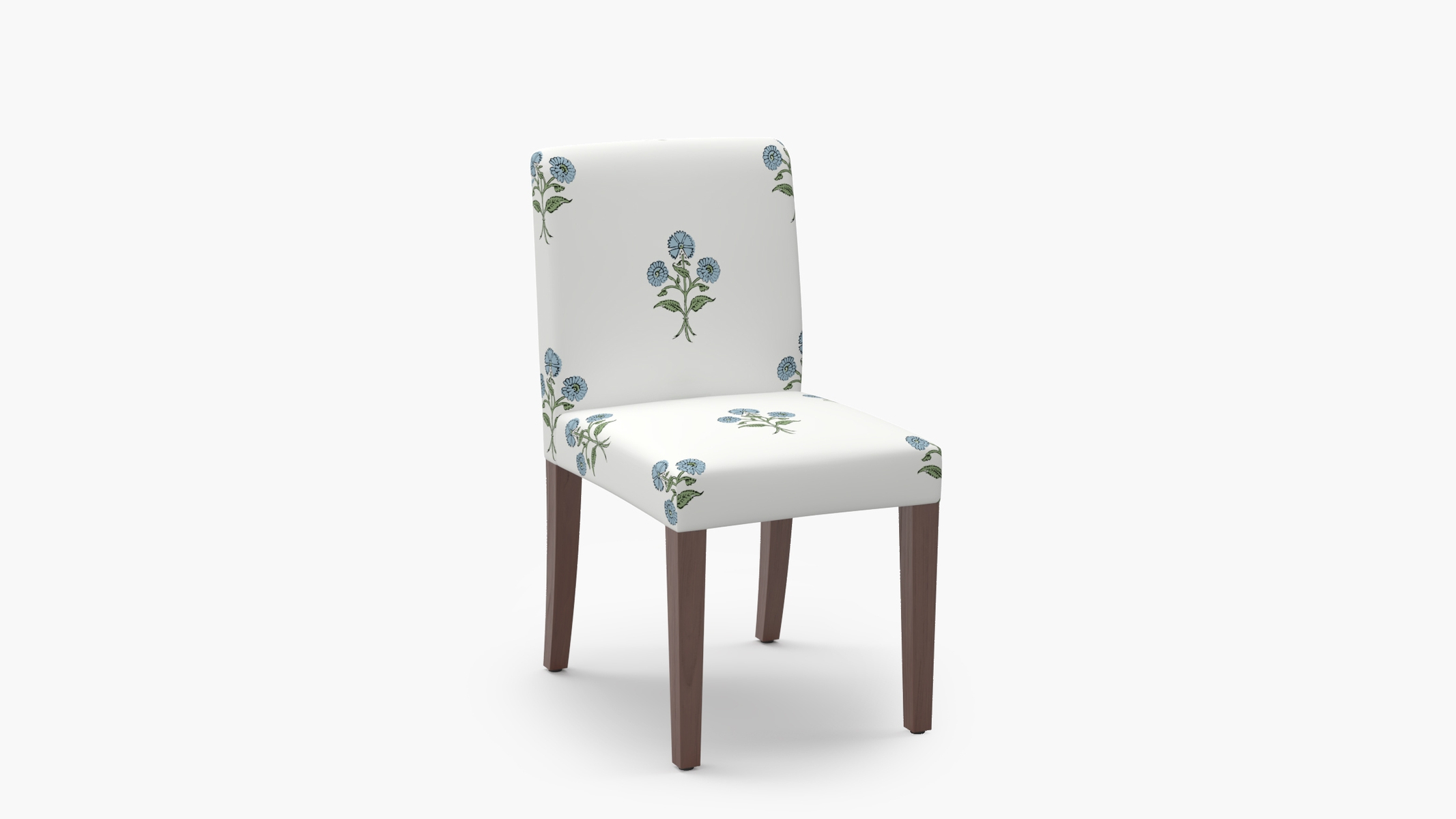 Signature Dining Chair, Blue Delphine, Walnut Square Tapered Leg - Image 1