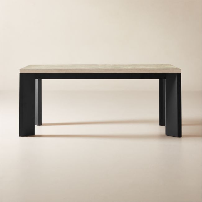 Sydney 72'" Rectangular Travertine Dining Table with Black Steel Legs - Image 0