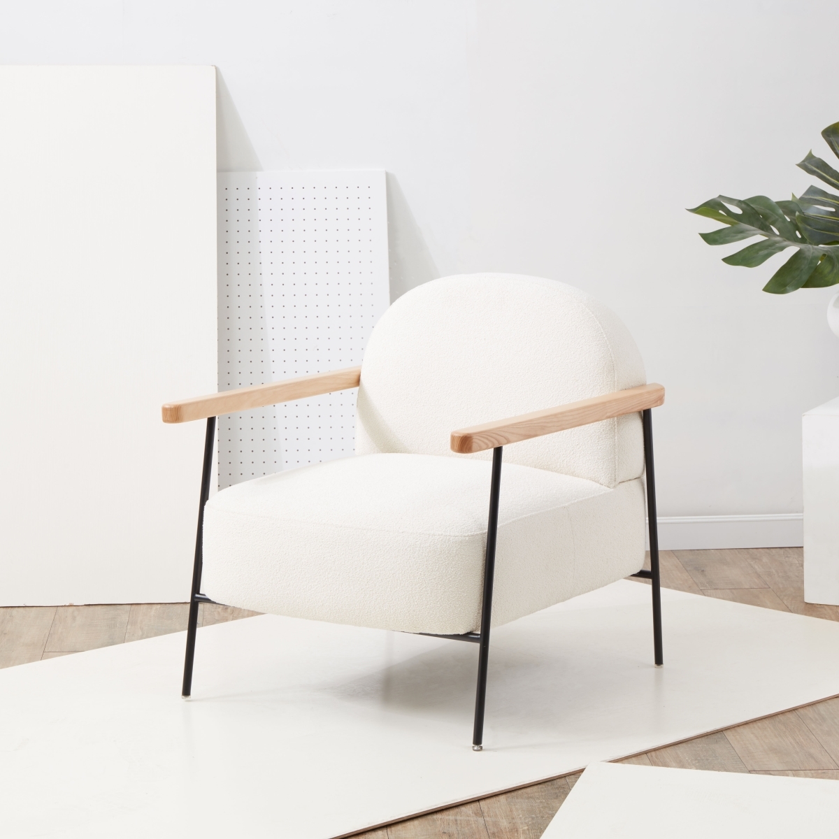 Faith Boucle Accent Chair - Ivory/Black - Image 1