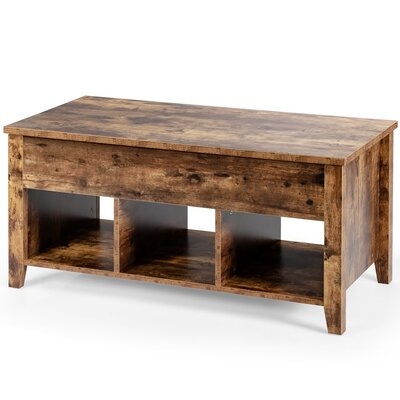 Millwood Pines Lift Top Coffee Table W/ Storage Compartment Shelf Living Room Retro - Image 0