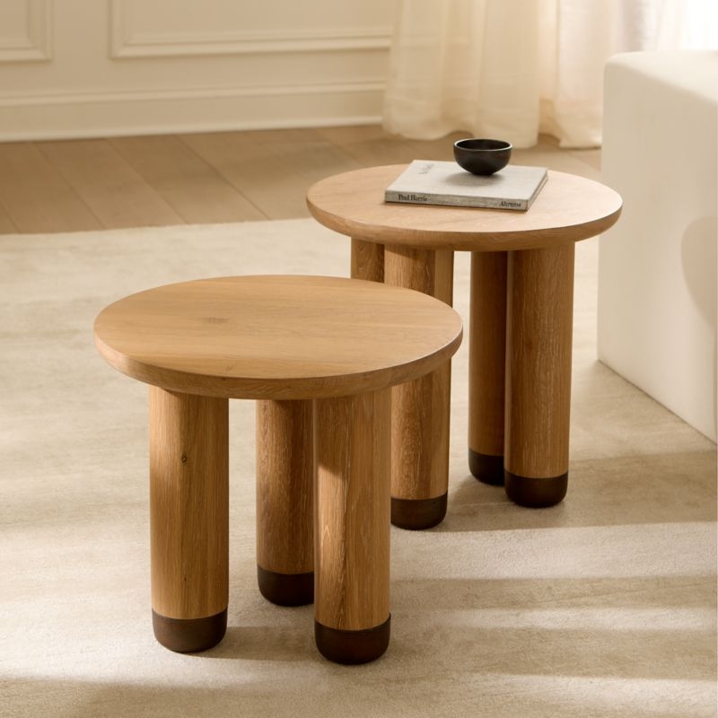 Melrose 2-Piece Oak Side Table Set - Image 1