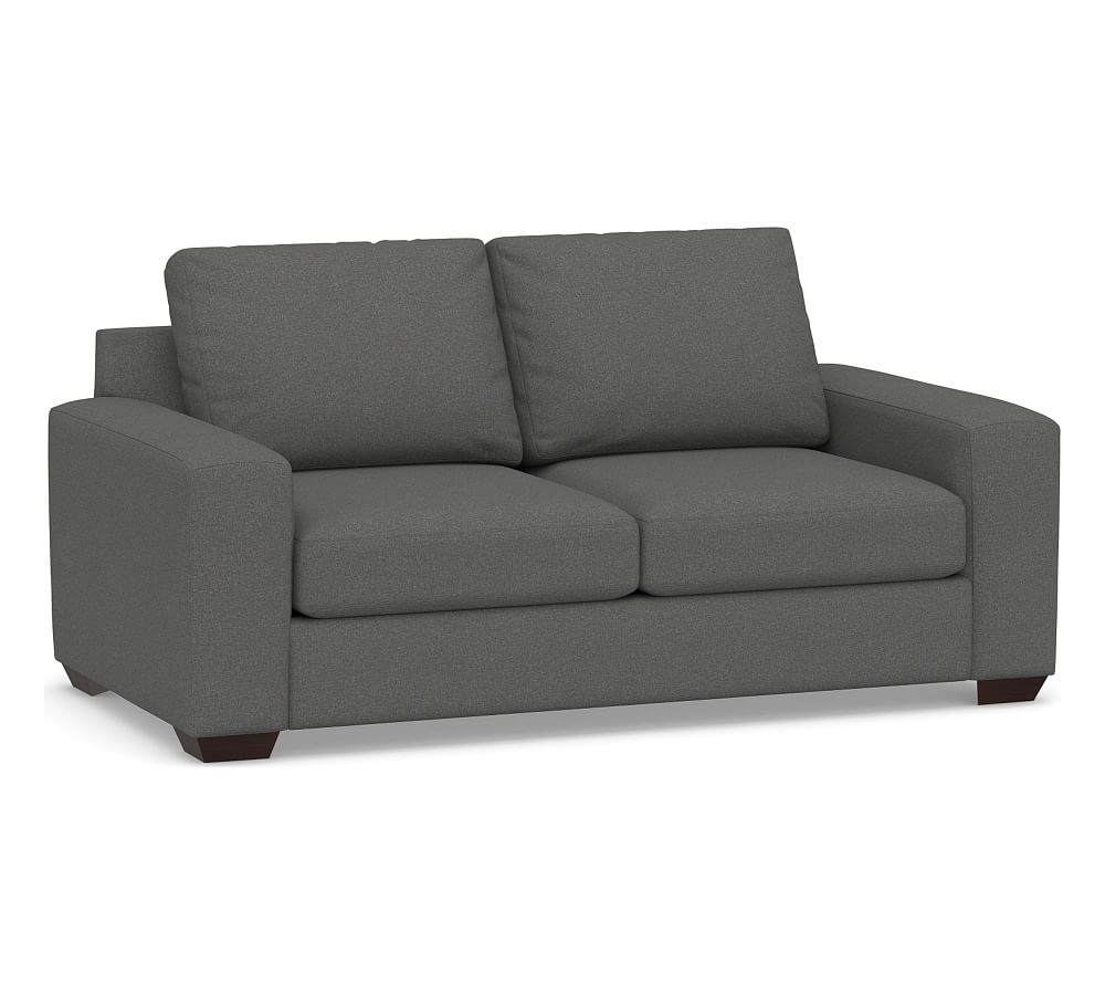 Big Sur Square Arm Upholstered Loveseat, Down Blend Wrapped Cushions, Park Weave Charcoal - Image 0
