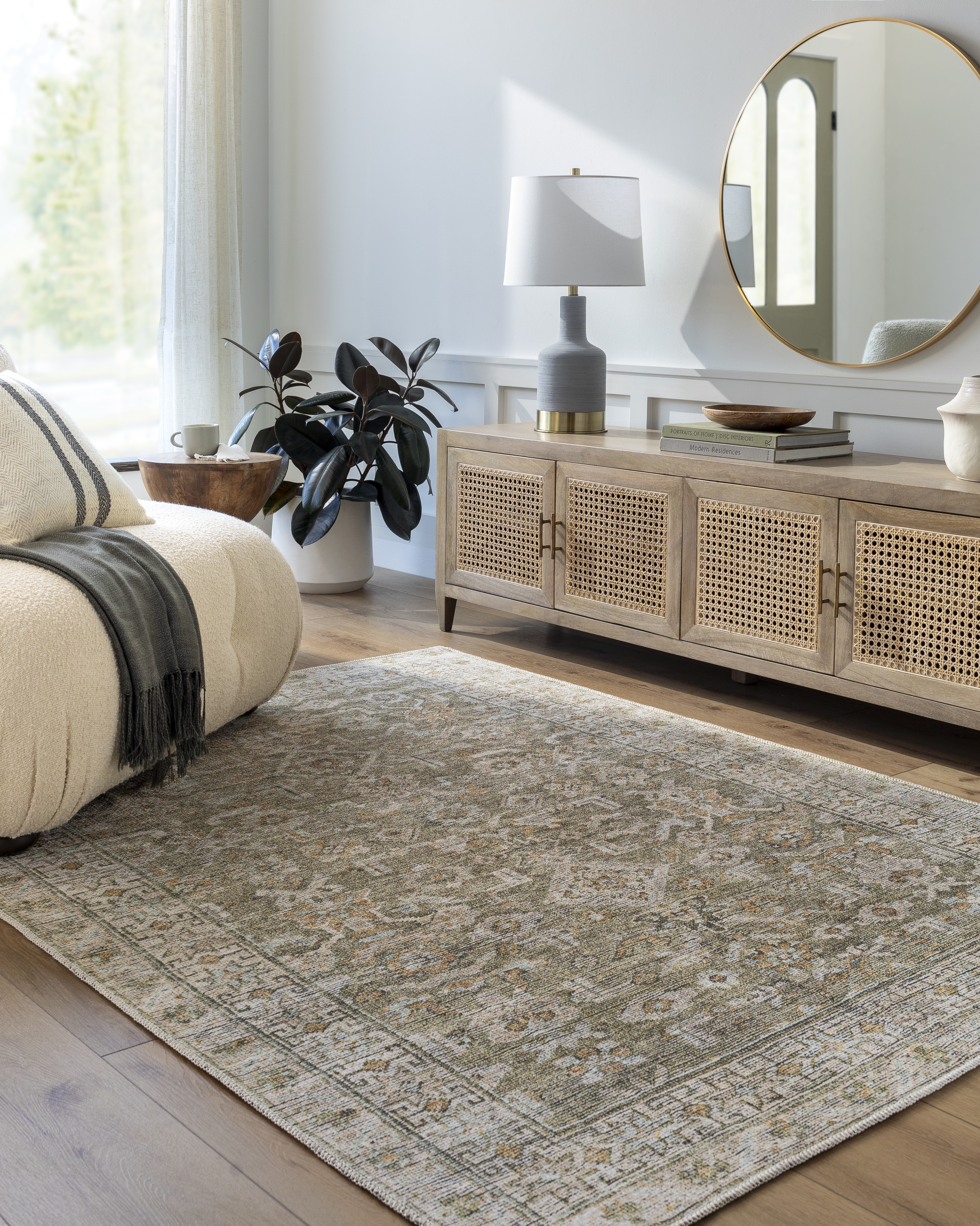 Darling Green Indoor 5'3" x 7' Machine Woven Rug - Image 1