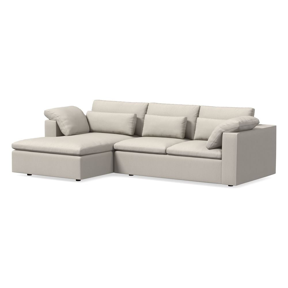 Harmony Modular Sectional Set 07: Right Arm Sofa + Left Arm Chaise, Down, Performance Yarn Dyed Linen Weave, Alabaster, Concealed Supports - Image 0