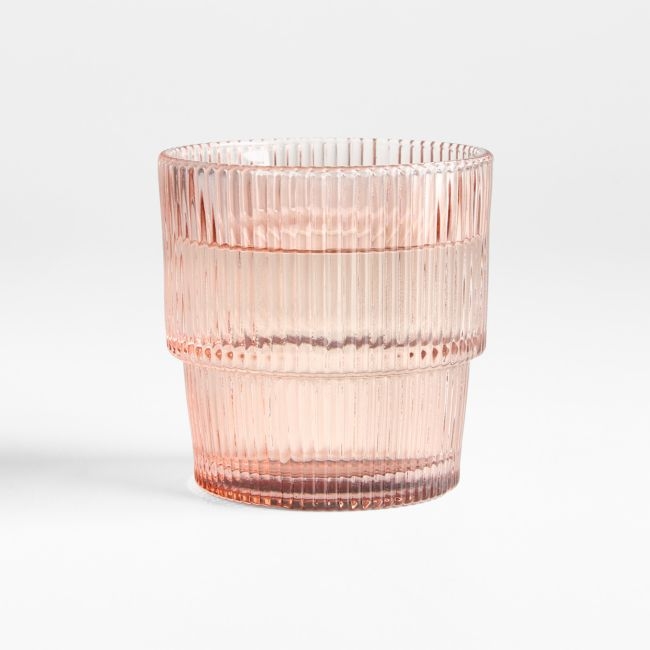 Atwell 11-oz. Spring Pink Stackable Ribbed Double Old-Fashioned Glass - Image 0