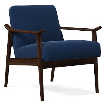 Midcentury Show Wood Chair, Poly, Astor Velvet, Ink Blue, Espresso - Image 0