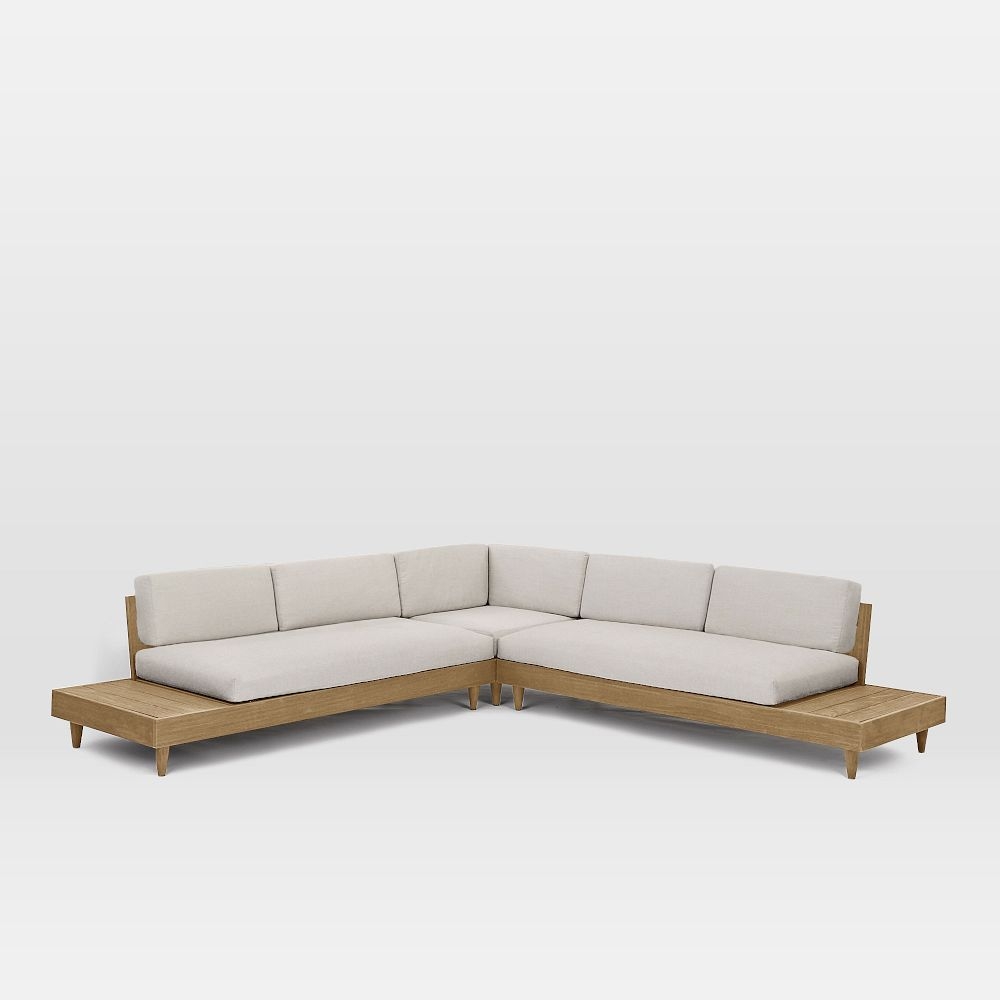 Portside Low Outdoor 112in 3 Piece Sectional, Driftwood - Image 0