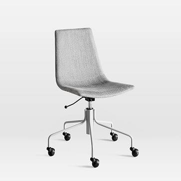 Modern Slope Upholstered Office Chair, Basketslub, Platinum - Image 1