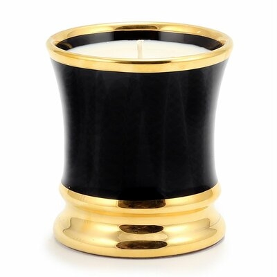 Deruta Candles: Deluxe Precious Cup Candle ~ Ausonia Nero Design ~ Pure Gold Rim - Capri Gardenia - Image 0