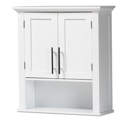 Modern And Contemporary White Finished Wood 2-Door Bathroom Wall Storage Cabinet - Image 0