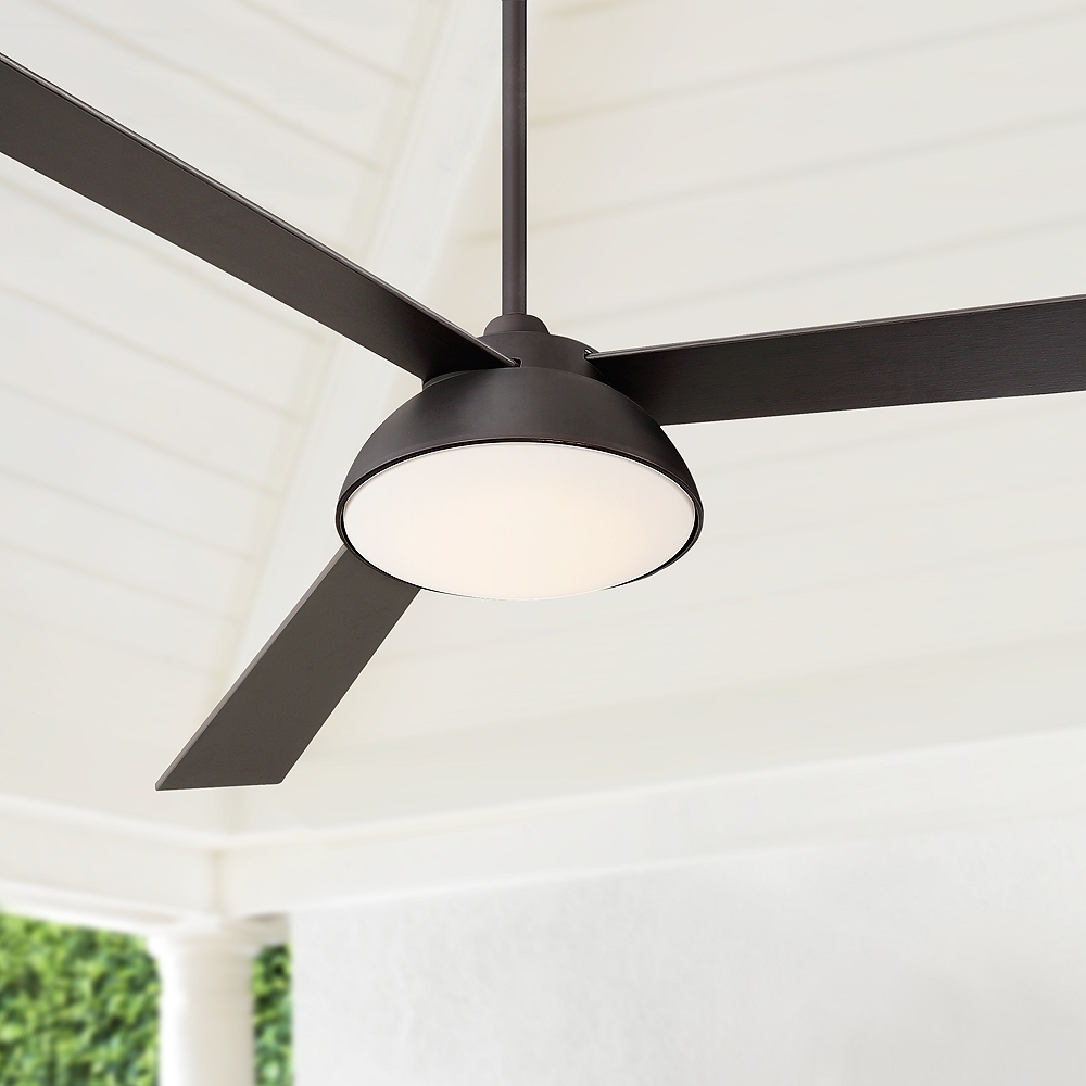 60" Kinetic Rubbed Bronze LED Ceiling Fan - Image 1