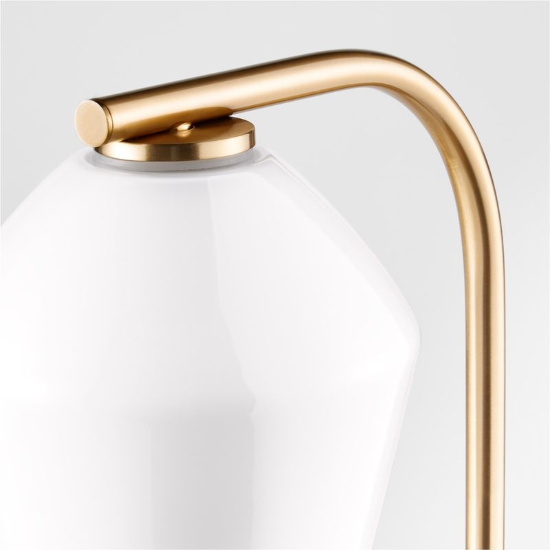 Arren Brass Floor Lamp with Milk Angled Shade 56" - Image 1